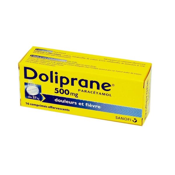 Doliprane 500 mg, 16 comprimés effervescents