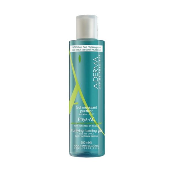 ADERMA Gel Moussant Purifiant PHYS AC Peaux à Tendance Acnéïque 200ml