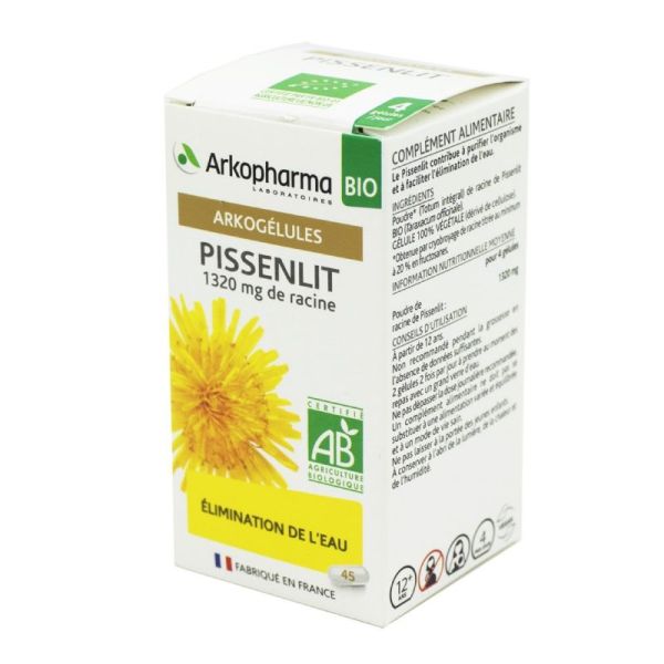 ARKOGELULES BIO Pissenlit 1320mg de Racine - Bte/45 - Elimination de l' Eau, Confort Urinaire