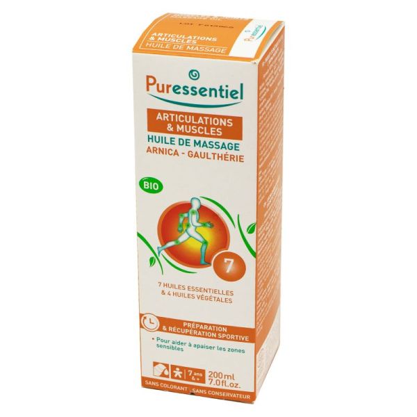 Puressentiel - Articulations et Muscles - Huile de Massage Bio -  Préparation et récupération sportive - 100 ml : : Hygiène et Santé