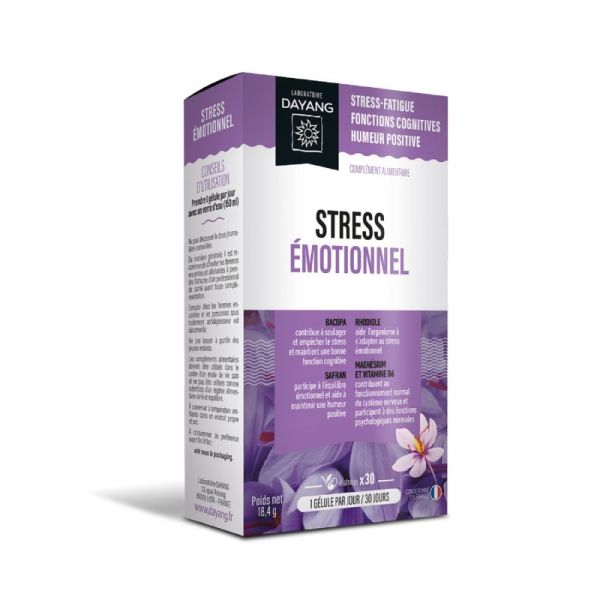 DAYANG STRESS EMOTIONNEL 30 Gélules Végétales - Stress, Fatigue, Fonctions Cognitives, Humeur Positive