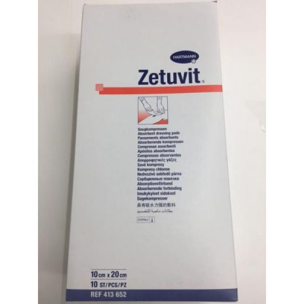 ZETUVIT Pansement 10 x 20 cm - Absorbant Stérile non Adhésif - Bte/10 - PAUL HARTMANN