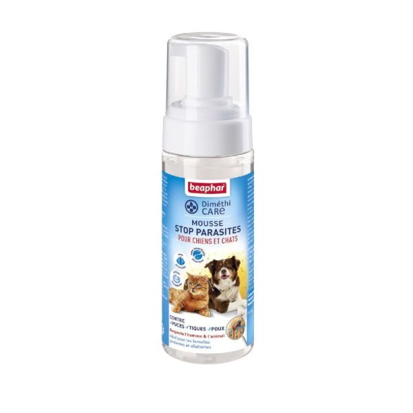 DIMETHICARE Mousse Stop Parasites Chat Chien 150ml - Puces, Tiques, Poux