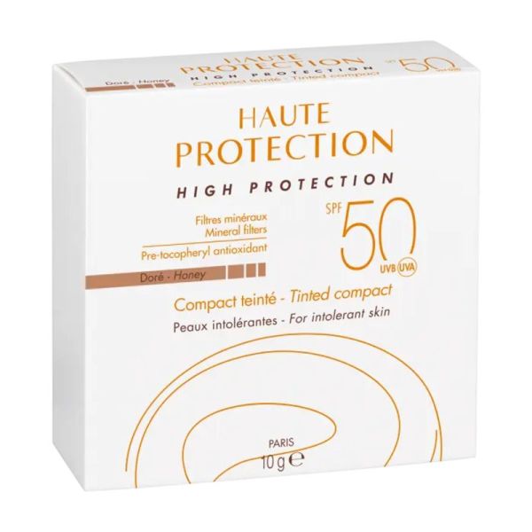 AVENE SOLAIRE - Crème de Teint Solaire Doré SPF50 Haute Protection, Compact Teinté Doré - 10g