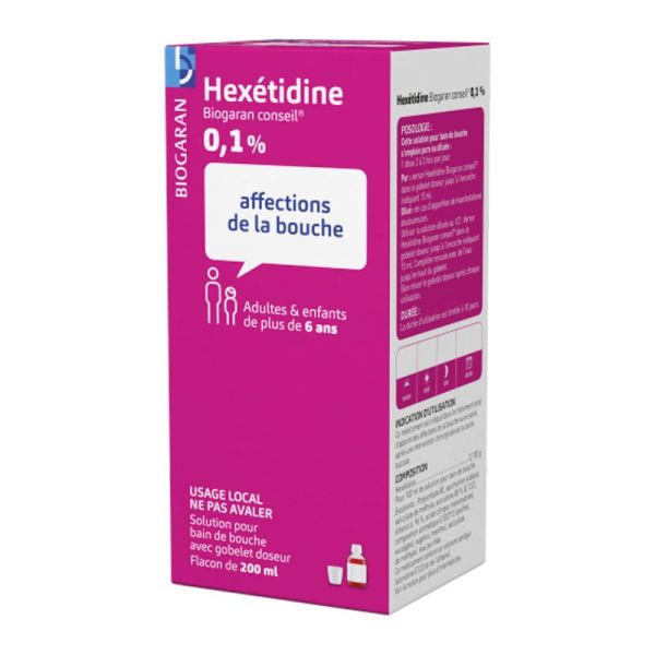 Hexetidine Biogaran conseil® 0,1% bain de bouche - Flacon 200 ml