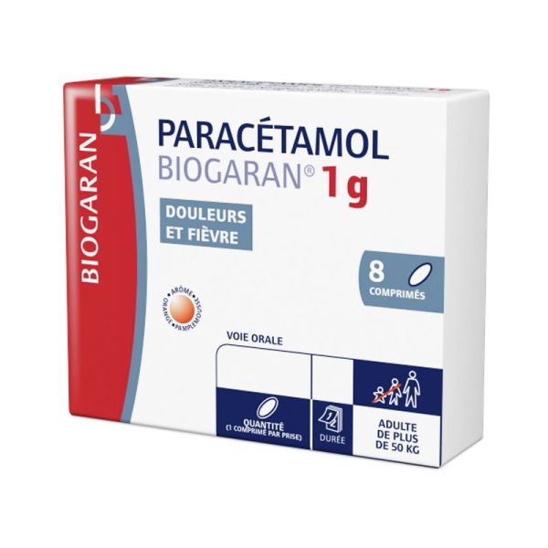 Paracétamol 1g Biogaran, 8 comprimés