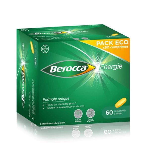 BEROCCA ENERGIE Pack ECO 60 Comprimés à Avaler - Forme Physique, Activité Mentale