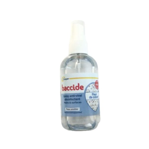 COOPER - Baccide - Spray anti-viral désinfectant - Mains & Surfaces - Peaux sensibles- Fleur de coton - 100 ml