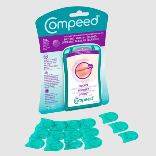 COMPEED 15 Patchs Discrets Bouton de Fièvre 1.5 x 1.5cm - Technologie Hydrocolloïde