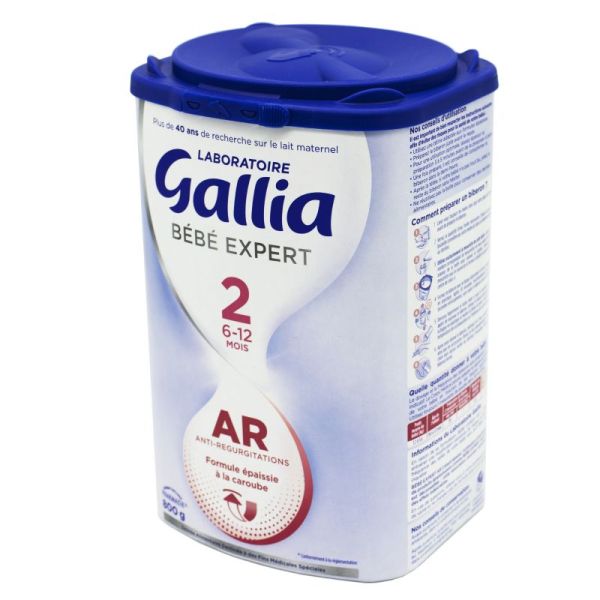 GALLIA Bébé Expert AR 2 Caroube 800g - Lait en Poudre Anti Régurgitations Nourrissons 6 à 12 Mois