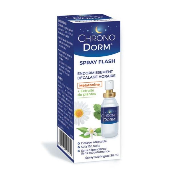 CHRONODORM FLASH Spray Sublingual 30ml - Endormissement, Décalage Horaire