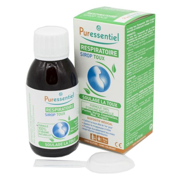 PURESSENTIEL RESPIRATOIRE Sirop Toux 125ml - 100% d' Origine Naturelle - Dès 7 Ans