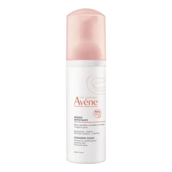 AVENE Mousse Nettoyante Visage et Yeux 150ml - Peaux Sensibles Normales à Mixtes