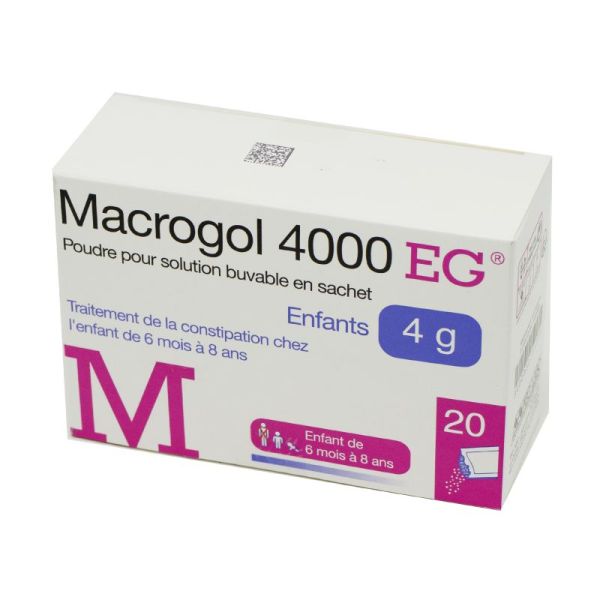 Macrogol 4000 EG Poudre pour solution buvable 4 g Bte/20 3400930184554
