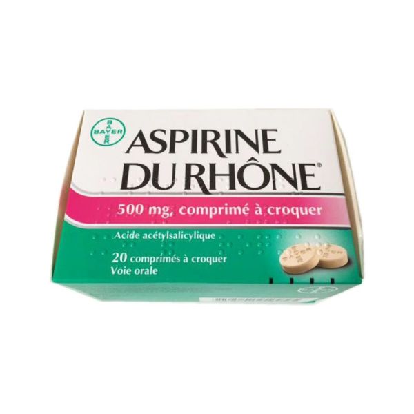 Aspirine du Rhône 500 mg, 20 comprimés à croquer