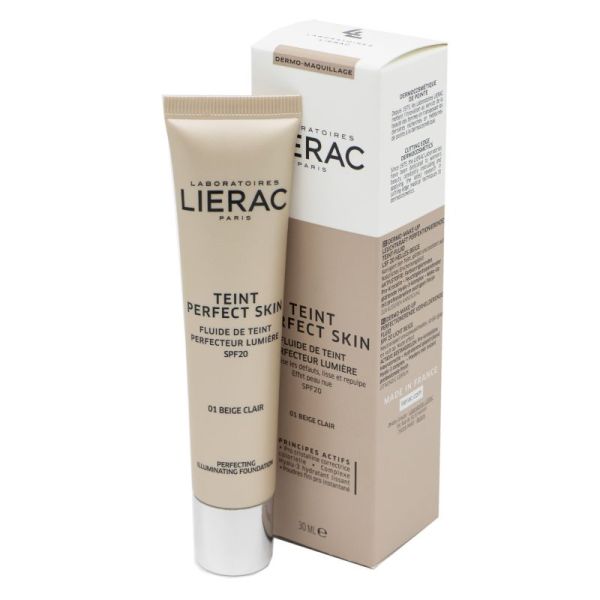 LIERAC Teint Perfect Skin 01 BEIGE CLAIR 30ml - Fluide de Teint Perfecteur Lumière SPF20