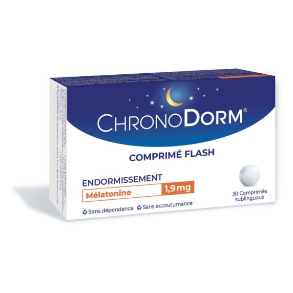 CHRONODORM Mélatonine 1.9mg, 30 Comprimés Sublinguaux - Complément Alimentaire Endormissent, Sommeil