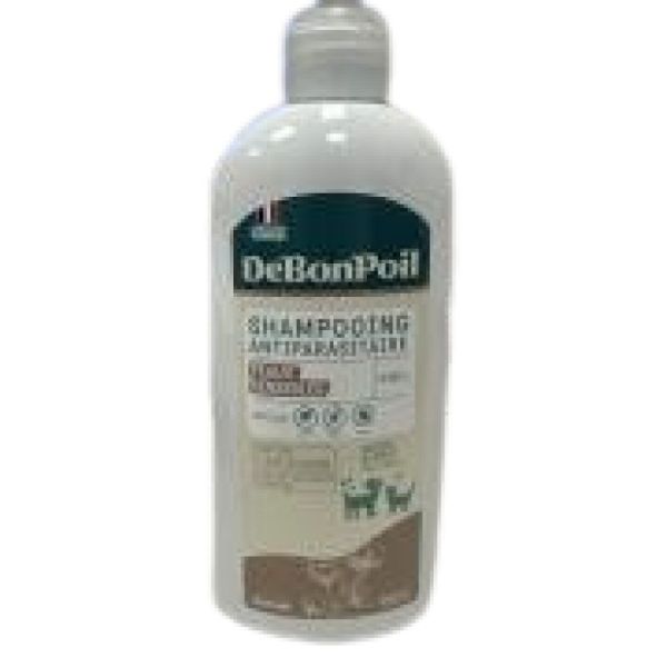 DEBONPOIL CHAT CHIEN Shampooing Antiparasitaire 2 en 1 250ml - Hygiène du Pelage, Peaux sensibles et Répulsif Puces, Tiques, Poux