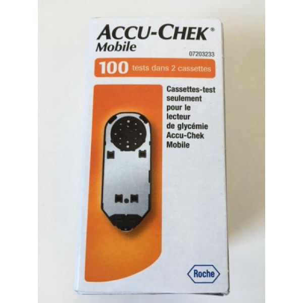 ACCU CHEK MOBILE Cassette Test pour la Détermination de la Glycémie - Cassette Test pour le Lecteur