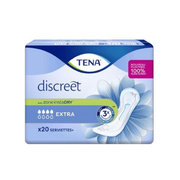 TENA DISCREET Extra Bte/20 - Serviette pour Incontinence Urinaire Modérée