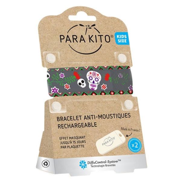 PARAKITO KIDS Bracelet DARK ROSES - Bracelet Anti Moustiques Rechargeable - Enfant de 3 à 7 Ans - Bte/1