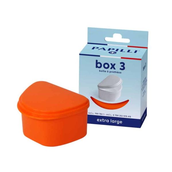 PAPILLI Box 3 Extra Large - Boîte de Rangement pour Dentier - Bte/1 Unité