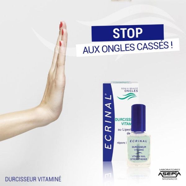 ECRINAL Durcisseur Vitaminé 10ml aux Lipesters de Soie - Ongles Mous, Cassants, Dédoublés