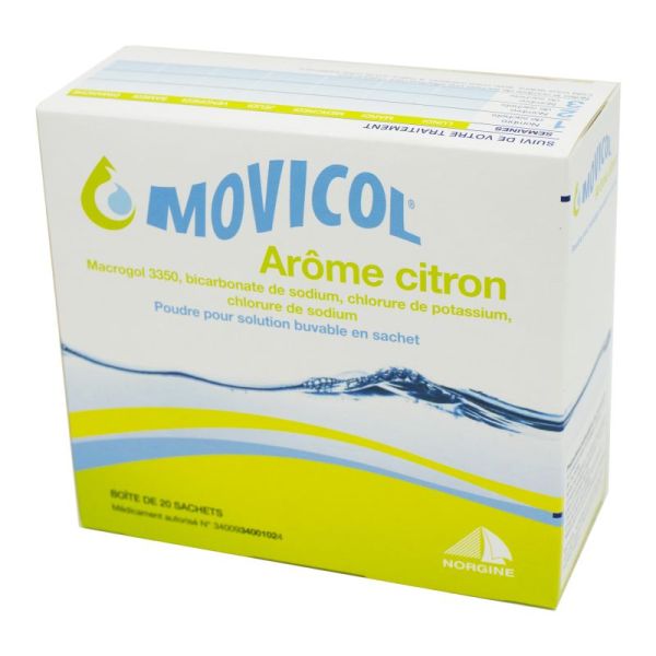 Movicol Arôme citron, poudre pour solution buvable - 20 sachets