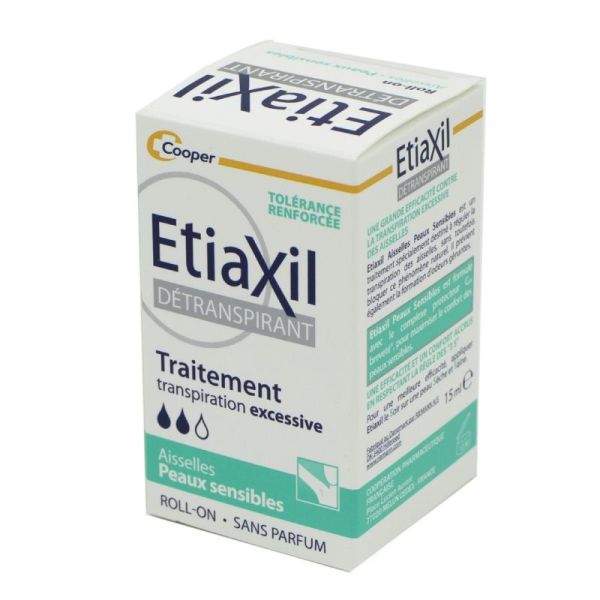 ETIAXIL Détranspirant Traitement Aisselles Peaux Sensibles Lot de 2x 15ml - Transpiration Excessive
