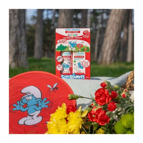 Puressentiel Coffret Duo Répulsif & Apaisant Anti-Pique Schtroumpfs - un frisbee offert