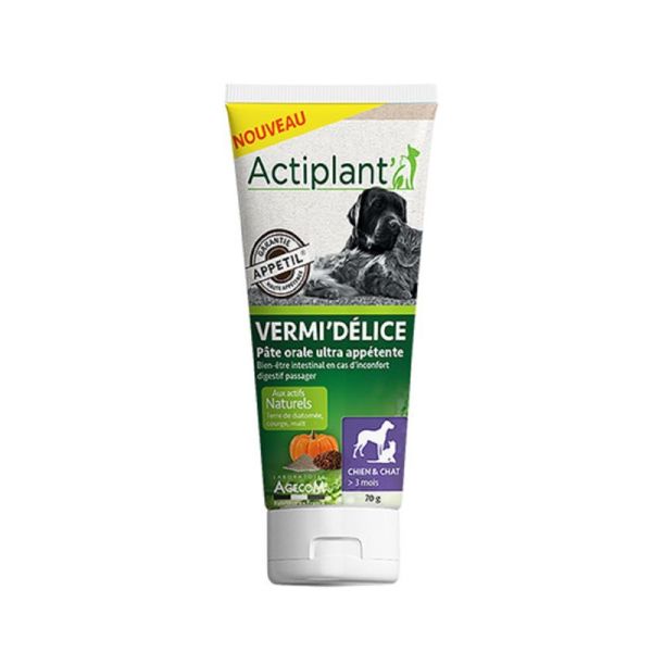 ACTIPLANT VERMI' DELICE CHAT CHIEN Pâte Orale Ultra Appétente 70g - Aux Actifs Naturels