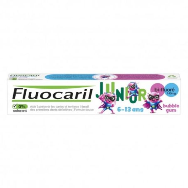 FLUOCARIL JUNIOR 6 à 12 Ans - Gel Dentifrice Fluoré Bubble 75ml - Caries, Email