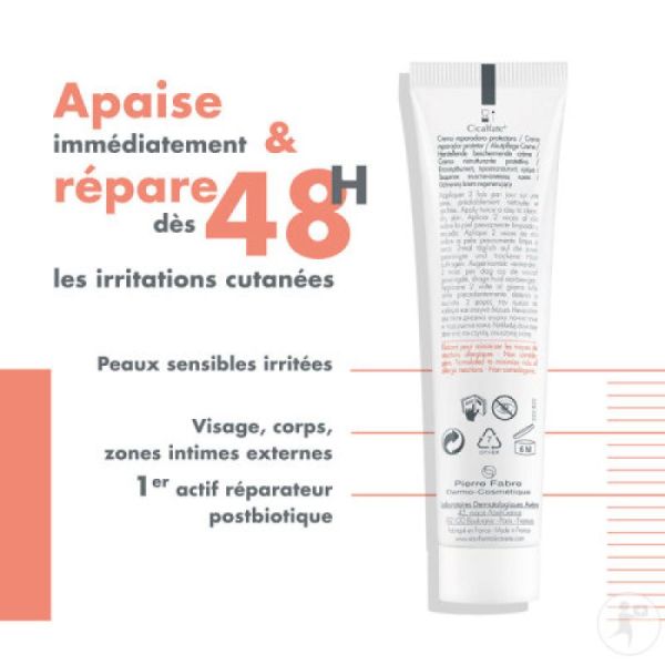 AVENE CICALFATE+ Crème Réparatrice Protectrice 40ml Visage, Corps - Peaux Sensibles Irritées