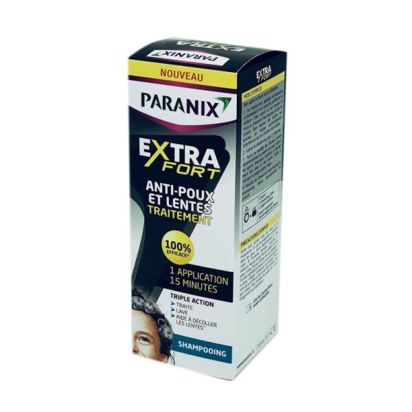 PARANIX Extra Fort Traitement Anti Poux et Lentes Shampooing - Triple Action - 200 ml + Peigne