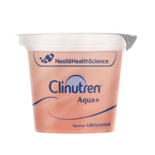 CLINUTREN Aqua + Grenadine - Eau Gélifiée Aromatisée - Troubles de la Déglutition - 4x Cup/125g