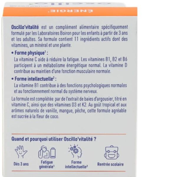 BOIRON OSCILLO VITALITE complément alimentaire 30 sticks