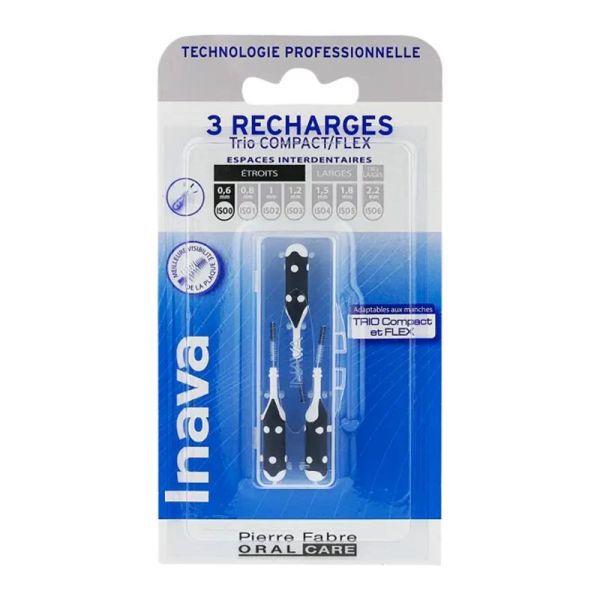 RECHARGES Noires 0.6mm ISO0 pour TRIO COMPACT et FLEX - Bte/3