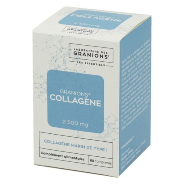 GRANIONS Collagène Marin 2500mg Type I - Complément Alimentaire Peau (Fermeté, Elasticité) - Bte/60