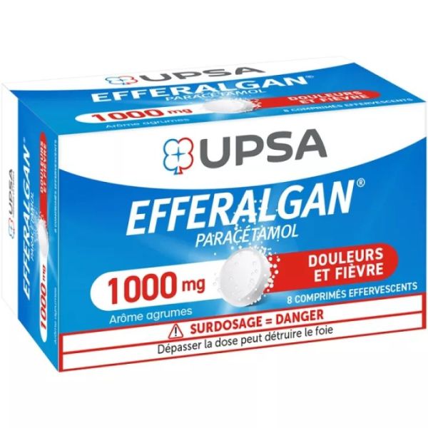 Efferalgan 1000 mg, agrumes - 8 comprimés effervescents