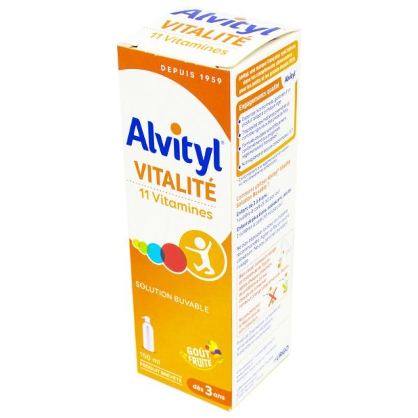ALVITYL VITALITE 150ml - Solution Buvable Multi Vitaminée 11 vitamines - Sirop Goût Fruité
