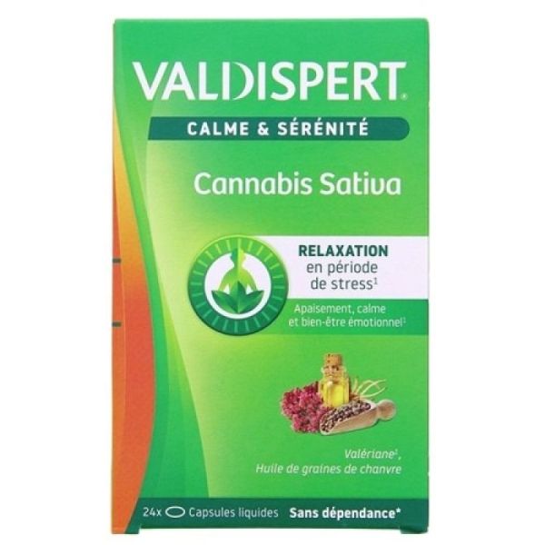 VALDISPERT CANNABIS SATIVA 24 Capsules - Calme et Sérénité - Chanvre, Valériane