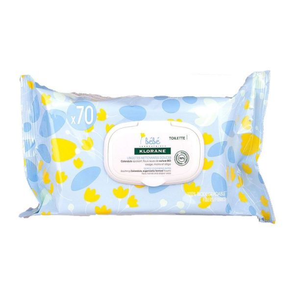 Klorane bébé 70 Lingettes nettoyantes douces bébé