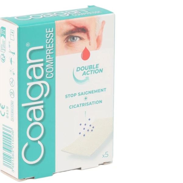 COALGAN COMPRESSE 3 x 5cm Bte/5 - Arrête le Saignement et Cicatrise