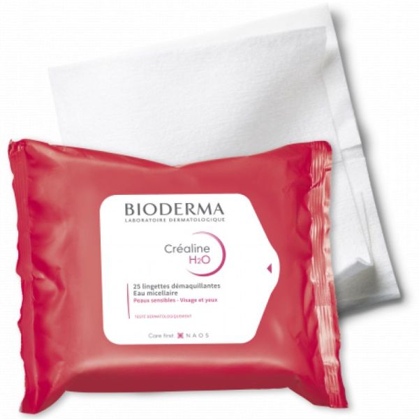 BIODERMA Créaline H2O Lingettes Démaquillantes - Imprégnées de Solution Eau Micellaire sans Rinçage