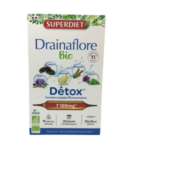 Drainaflore bio detox dépuratives 20 ampoules - 3428881226000
