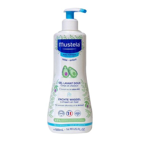 MUSTELA PEAU NORMALE Gel Lavant Doux 500ml Corps et Cheveux - à l' Avocat Bio