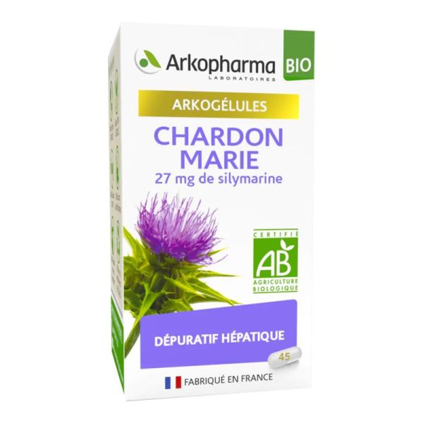 ARKOGELULES BIO Chardon Marie 27mg de Silymarine Bte/45 - Détoxifiant Hépatique