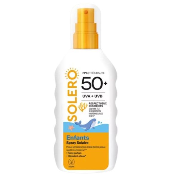 SOLERO - SPRAY SOLAIRE 50 + - ENFANTS - RESISTANTS A L EAU - 200 ML