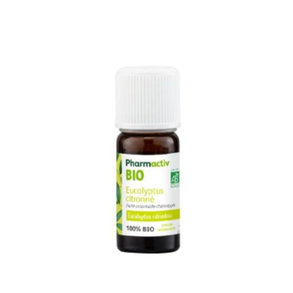 PHARMACTIV BIO Eucalyptus Citronné (Eucalyptus citriodora) Huile Essentielle 10ml - 100% Pure et Naturelle