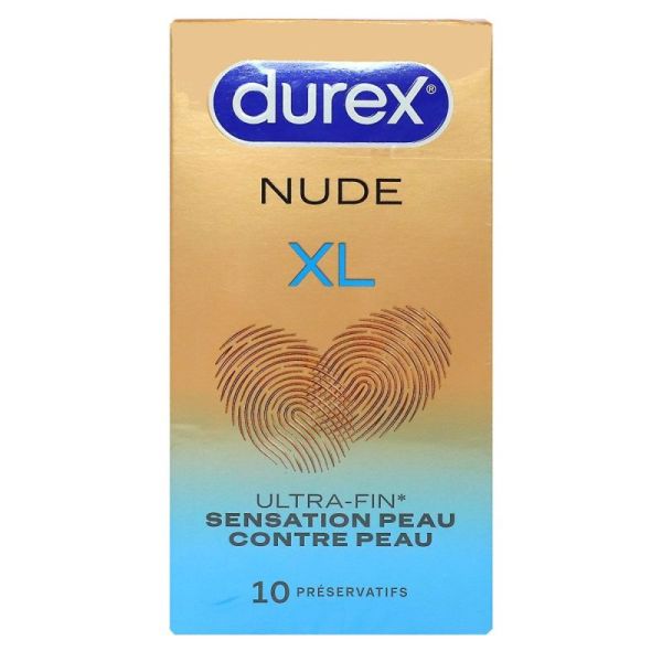 DUREX Nude XL ultra-fins 10 préservatifs sensation peau contre peau